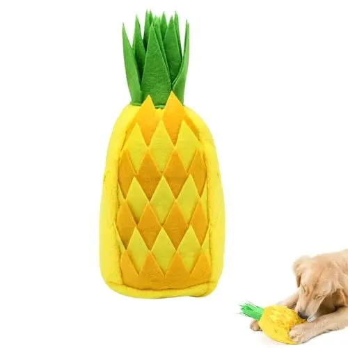Produktbild: LuckyOpt Hundespielzeug Intelligenz, Ananas Intelligenzspielzeug Hund Schnüffelspielzeug Hund mit Quietscher für Kleine und Mittlere Hunde (Gelb)