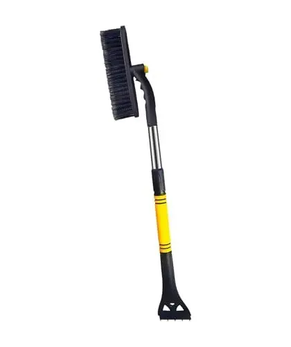 Produktbild: LuckyQianyi,90 cm Eiskratzer Auto mit Besen Schneebesen Abnehmbarer mit große Kante Borsten 25cm,Ergonomischem Schaumstoffgriff Langlebiger (Gelb)