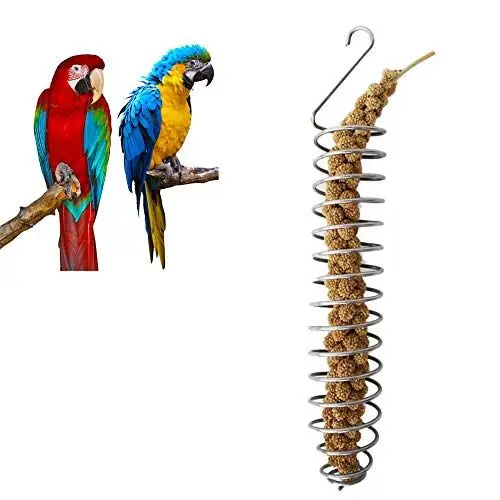 Produktbild: luckything Papagei Vogel Futterkorb, Obst und Gemüsehalter Edelstahl Papagei Hängend Obst Feeder Gemüse Hirse Halter Vögel Käfig Füttern Zubehör Weizen Ohr Obst Gemüse Feeder Hängende Vogelhäuschen