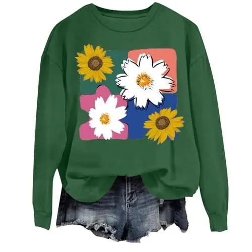 Produktbild: Luckywaqng Damen-Sweatshirt ohne Kapuze, japanischer Stoff, Rundhalsausschnitt, Lange Ärmel, lässiger Hoodie, Oktoberfest T Shirt V Ausschnitt Damen (AG, XXL)