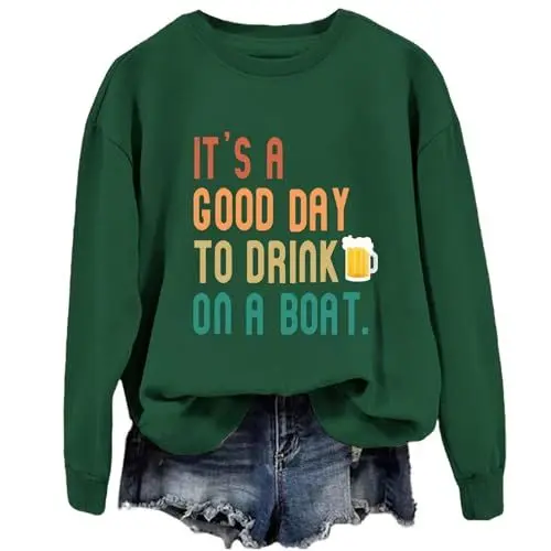 Produktbild: Luckywaqng Damen-Sweatshirt ohne Kapuze, japanischer Stoff, Rundhalsausschnitt, Lange Ärmel, lässiger Hoodie, Oktoberfest Tunika Damen Langarm (AG, XXL)