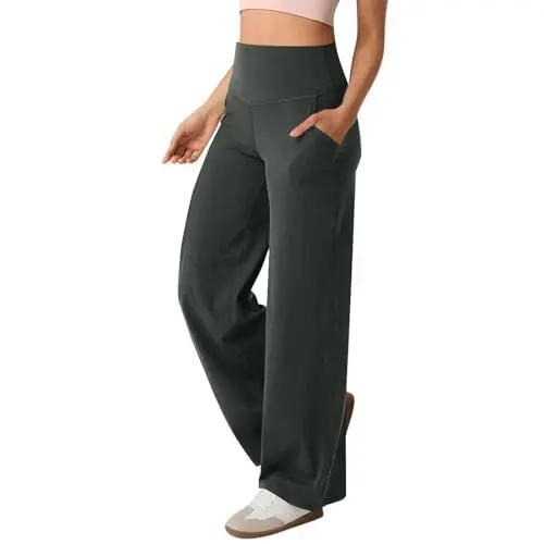 Produktbild: Luckywaqng Damen Kurze Hose Rot Damen Yogahose mit weitem Bein und, Stretch-Hose mit geradem Bein, Anzughose, Bauchweg-Leggings, Sporthose Damen Hose Cargo (AG, L)