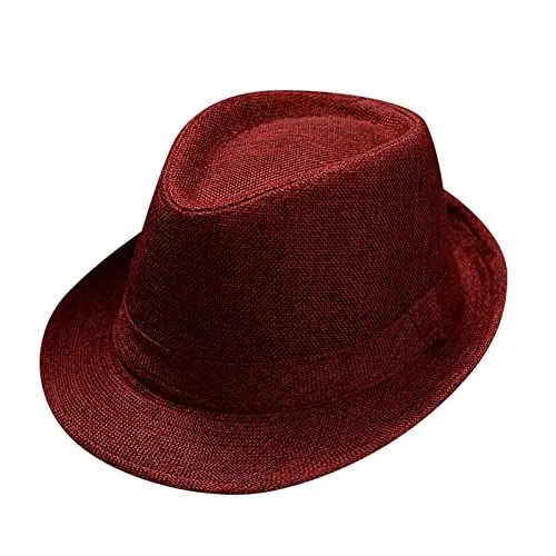 Produktbild: Luckywaqng Schlapphut Schwarz Männer und Frauen Retro-Jazz-Hut Soild britischer Sonnenhut Reise-Sonnenhut Mädchen (Red, One Size)