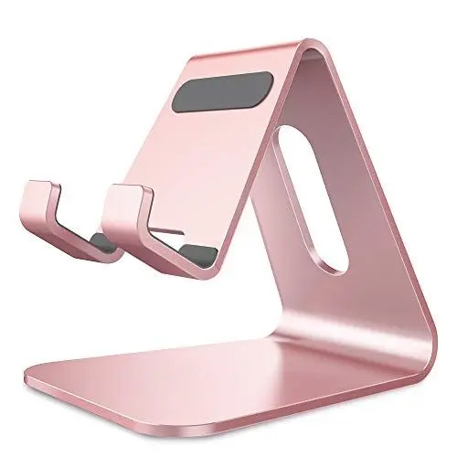 Produktbild: Lucrave Handy-Ständer, Wiege, Halterung, Aluminium-Desktop-Ständer, kompatibel mit Switch, Allen Smartphones, iPhone 16 15 14 13 12 Mini Pro Max Xs Xr X Se 8 7 6 6s Plus SE 5 5s - Roségold