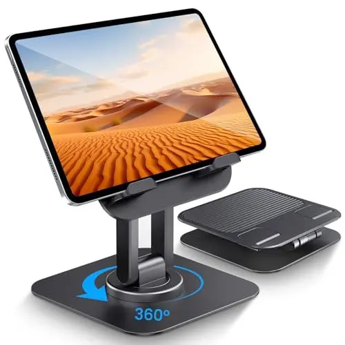 Produktbild: Lucrave iPad Stand 360 Drehbare, verstellbare Monitor Tablet Stand Halter für Schreibtisch Portable Office Kompatibel mit iPad Pro 10.5, 11, 13, Samsung Tab oder Telefone (4