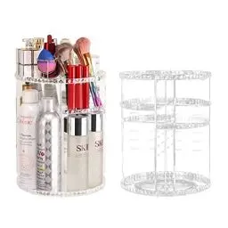 Produktbild: LucyStudio Make Up Kosmetik Organizer 360° Drehbar Kosmetische Aufbewahrungsbox Große Kapazität Transparent Rotating Makeup Aufbewahrungs Kosmetikbox für Kommode Badezimmer(Crystal Diamond)