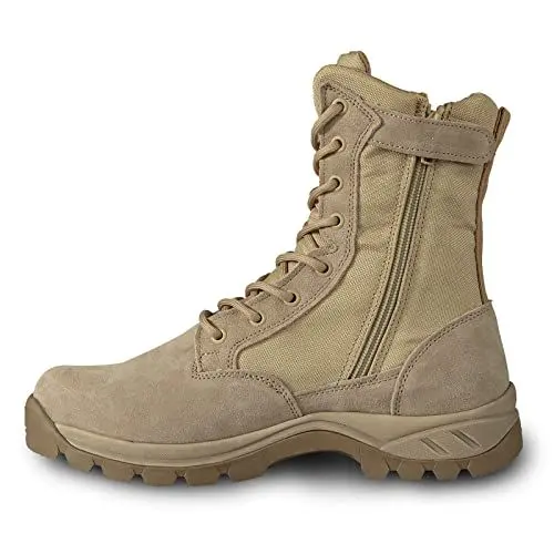 Produktbild: LUDEY Militärstiefel Herren Gemütlich Einsatzstiefel Kampfstiefel Wasserdichte Beige Tactical Boots Armeestiefel mit seitlichem YKK-Reißverschluss Modell-928-45EU