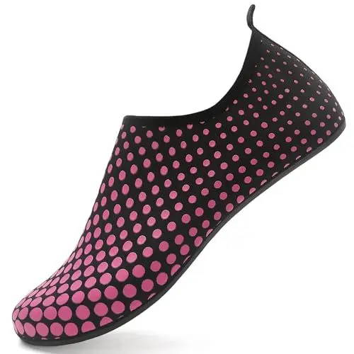 Produktbild: LUEDKA Badeschuhe Herren Damen Wasserschuhe Schnelltrocknend Schwimmschuhe Aquaschuhe Atmungsaktiv Tauchschuhe Slip on Strandschuhe (Rose Rot,39 EU)
