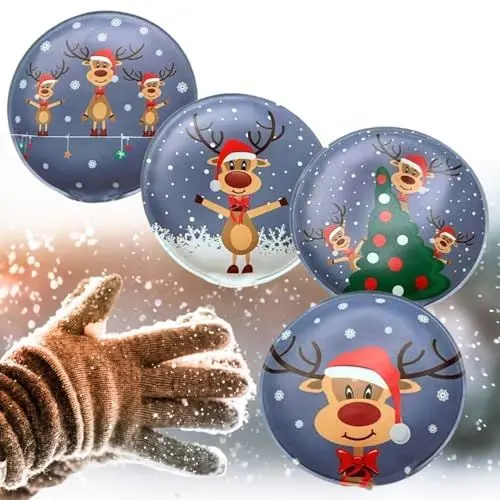Produktbild: Lüttenburg 4er Set Taschenwärmer für Kinder Rentier Rudolph - Wiederverwendbare Handwärmer rund Geschenk für Weihnachten - weihnachtliche Taschenheizkissen ca. 9x9 cm - Adventskalender Befüllung