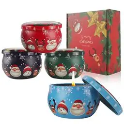 Produktbild: LUFEIS Duftkerzen Geschenkset Weihnachten, Duftkerzen Weihnachten Set, Kerzen Weihnachten Set, Geschenkset Kerzen Frauen, 4 Stück Natürliche Sojawachskerzen für Stressabbau, Entspannung des Körpers