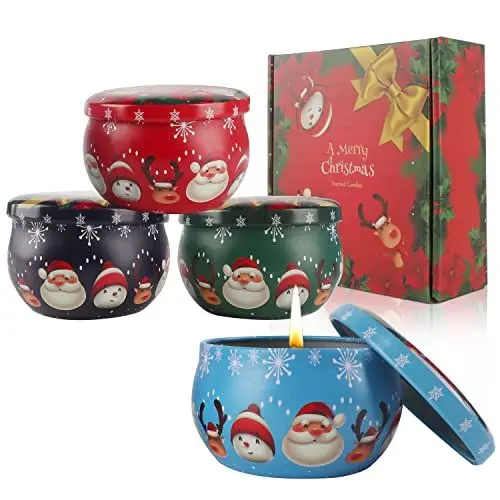 Produktbild: LUFEIS Duftkerzen Geschenkset Weihnachten, Duftkerzen Weihnachten Set, Kerzen Weihnachten Set, Geschenkset Kerzen Frauen, 4 Stück Natürliche Sojawachskerzen für Stressabbau, Entspannung des Körpers