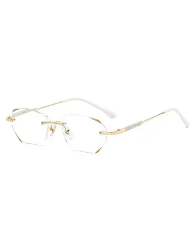 Produktbild: LUFF Rimless Lesebrille für Frauen, Mode leichtes Anti blaues Licht Leser klassische Metall komfortable Frame Brille