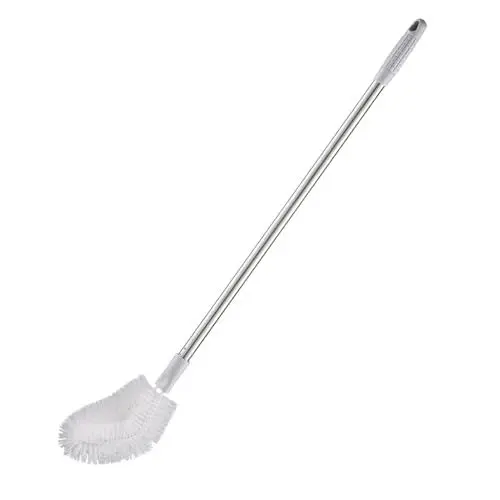 Produktbild: Lufodon Flaschenbürste mit langem Edelstahlgriff und biegbarem Kopf, ideal für die Reinigung von Wassereimern im Haushalt und Büro (Grau)