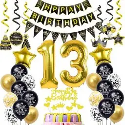 Produktbild: Luftballons 13. Geburtstag Deko Schwarz Gold, deko 13. Geburtstag Dekoration, Ballon 13 Geburtstag Junge deko , gold Tortendeko Geburtstag 13 Jahre Junge Geburtstagsdeko 13 Jahre Junge Mädchen