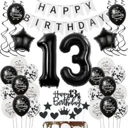 Produktbild: Luftballons 13 Geburtstag Dekoration mädchen Junge Schwarz weiß, deko 13. Geburtstag mädchen,Tortendeko 13 Geburtstag mädchen ,Geburtstagsdeko 13 jahre Junge Schwarz Ballon 13. geburtstag mädchen