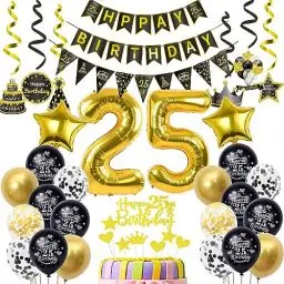 Produktbild: Luftballons 25. Geburtstag Deko Schwarz Gold, deko 25. Geburtstag Dekoration, Ballon 25 Geburtstag Mann deko , gold Tortendeko Geburtstag 25 Jahre Mann Geburtstagsdeko 25 Jahre Männer Frauen gold