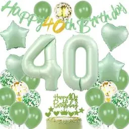 Produktbild: Luftballons 40. Geburtstag Grün, 40 Geburtstag Deko Frau, Geburtstagsdeko 40 Mann Grün, Deko 40 Geburtstag Luftballon Grün, 40. Geburtstag Dekoration Mann Frau Grün, Grün 40. Party Deko