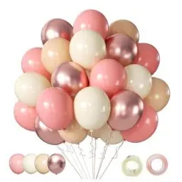 Produktbild: Luftballons Beige Rosa Rosegold Luftballons Hochzeit Set, 60 Stück 30cm Helium Rosa Ballons Metallic Rose Gold Luftballons Beige Blush Latex Luftballons für Geburtstag Hochzeit Baby Party Dekoration