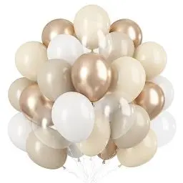 Produktbild: Luftballons Weiß Gold, 60 Stück Beige Gold Helium Latexballon mit Transparent Luftballons, 12 Zoll Sandweiß Creme und Metallic Gold Weiss Nude Partyballons für Boho Geburtstag Party Dekoration