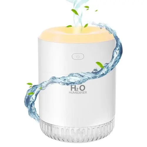 Produktbild: BAMCOO Luftbefeuchter Mini Luftbefeuchter klein USB einstellbar Mit Led-Licht AIR Humidifier mini with Soft Night Light für bedroom plants kinderzimmer Büro,Babyzimmer (White)