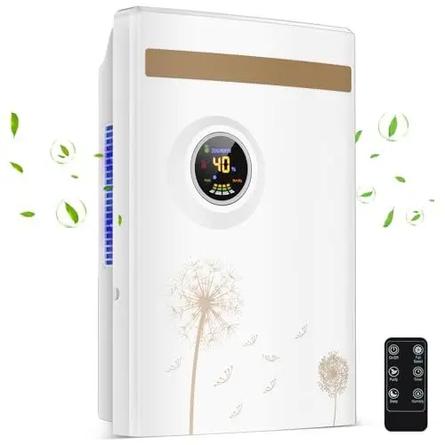 Produktbild: Luftentfeuchter Elektrisch Entfeuchter Keller 2200mL Raumentfeuchter Dehumidifier Mit Fernbedienung 24h Timer UV-Reinigung LED Display Luftentfeuchter Automatisches Abtauen Gegen Feuchtigkeit Schimme