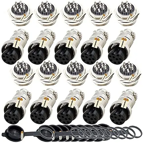 Produktbild: Luftfahrtstecker GX16-9, Lsgoodcare 30Pcs 16MM 9 Pin Din weiblich/männlich Luftfahrt-Anschlussstecker mit Luftfahrt-Steckerkappen, 5A Metall-Chassis-Anschlussbuchse