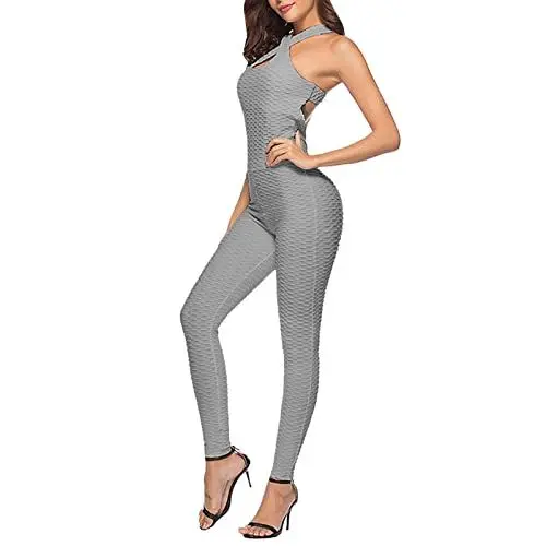 Produktbild: Luftige Sommerhose Damen Schwarze Hose Damen Yoga-Kleidung, Körperschönheit, Rückenblase, Yoga-Kleidung, verbundene Körperkleidung, Frauen Hose Damen Elegant Weiß Elegant Damen Anzug (A, L)