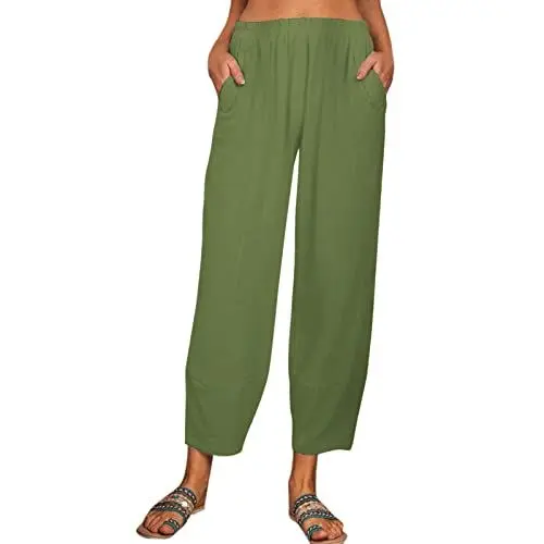 Produktbild: luftige Sommerhose Damen schwarz graue Stoffhose Damen Stretch Weite Sommerhose Damen elegant Kurze Stoffhose Damen schwarz Haremshose Damen kurz 48 3/4 Sommerhosen Baumwolle Damen
