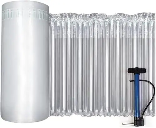 Produktbild: Luftpolsterfolie, 40 cm x 45m, aufblasbares Luftkissen, Säulenwickel für schwere Verpackungen und Umzüge, großer Blasen-Weinflaschen-Schutz, zerbrechliches Versandzubehör mit kostenloser Pumpe