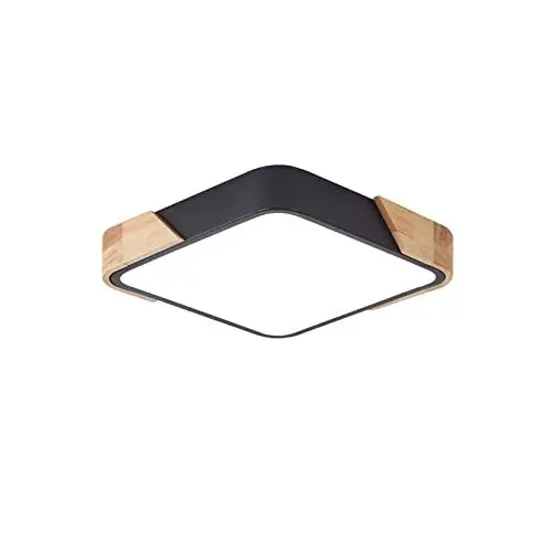 Produktbild: LuFun LED Deckenleuchten,Schwarz Moderne Holz Unterputzleuchte,Quadratförmige Holz Deckenbeleuchtung,24W,30cm*30cm,6500K Kaltweiß