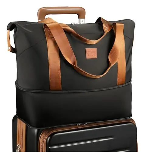 Produktbild: LUGGEX Reisetasche Handgepäck Tasche Ryanair Erweiterbare Weekender Damen Sporttasche mit Kulturbeutel Wasserabweisend Travel Duffle Bag 40×22×25 cm