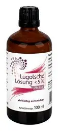 Produktbild: Lugolsche Lösung < 5% | 100 ml | 85 g bidestilliertes Wasser | 10% Kaliumiodid | mit zertifizierte Pipette | Jod in Premium-Qualität