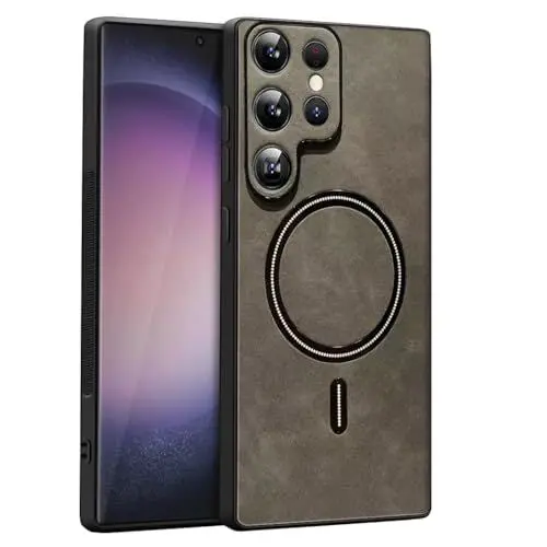 Produktbild: Entworfene für Samsung S23 Ultra Hülle Pendlerserie Handyhülle, schlank, robust, taschenfreundlich, mit Hafenschutz,für Galaxy S23 Hülle, Leather Black