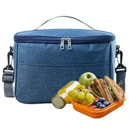 Produktbild: LUKASOHY Tragbare Isolierte Lunch-Tasche, Kleine Wasserdichte und Ölfest Lunchbox-Tasche, Picknick Essen Isolierte Tasche, Geeignet für Picknick, Schule, Büro, Outdoor (Blau)