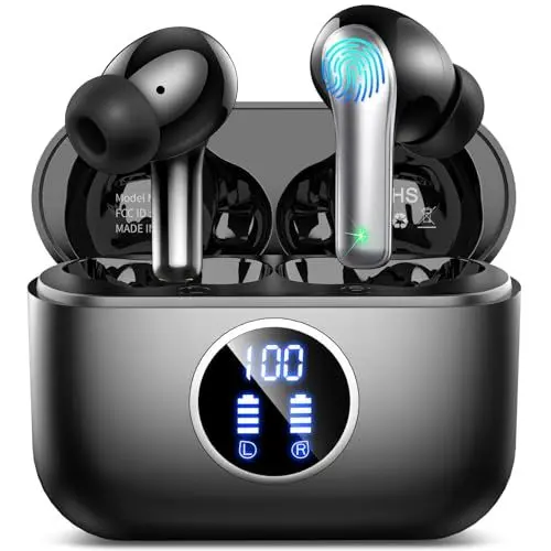 Produktbild: lukg Bluetooth Kopfhörer, In Ear Kopfhörer Kabellos Bluetooth 5.3 mit 4 Mic, 2024 Kabellose Kopfhörer mit Noise Cancelling, Tiefer Bass Wireless Earbuds 48Std, Dual LED-Anzeige, IP7 Wasserdicht