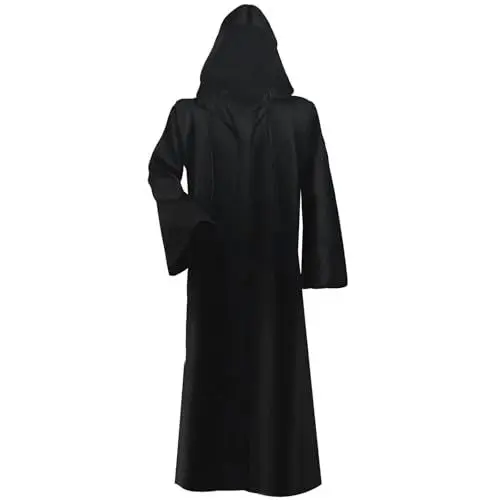Produktbild: LUKYLUM Umhang mit Kapuze Herren Damen Mittelalter Robe Kostüm Herren Schwarzer Kapuzenmantel mit Ärmel Cape Erwachsene Kapuzenumhang Mantel Fancy Dress Costume für Halloween Karneval Cosplay, M