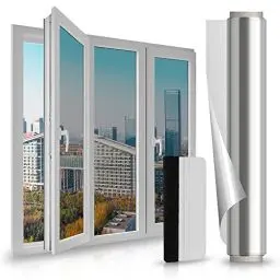 Produktbild: LULUETPUE Spiegelfolie Selbstklebend Sonnenschutzfolie Fenster innen UV-Schutz Reflektierende Fensterfolie Silber Thermofolie für Büro und Haus, (90 * 400CM)