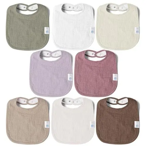 Produktbild: lulumoon Sabberlätzchen Baby Musselin Dreieckstuch Baby für Junge und Mädchen (B-Staubige Rose)