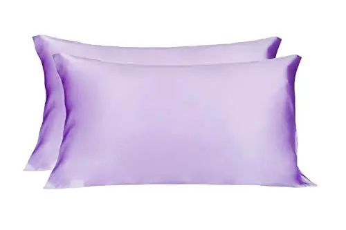 Produktbild: LULUSILK 16 Momme 100% Seide Kissenbezug Haar- und Hautpflege Kissenhülle knitterarm 2 Stücke 40x80cm Lavendel