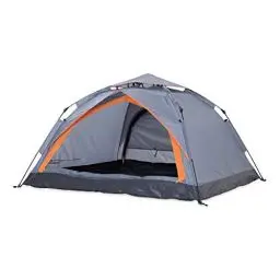 Produktbild: Lumaland Camping Zelt mit 2 Eingängen | Leichtes Pop Up Wurfzelt | 2-3 Personen Kuppelzelt | Trekking & Festival Igluzelt | Sekundenzelt Wasserdicht 210x190x110cm | Strand Wind- & Sonnenschutz (Grau)