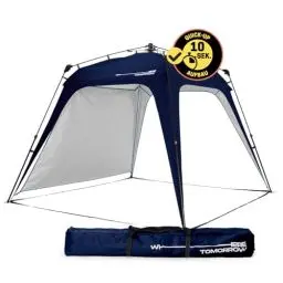 Produktbild: Lumaland Outdoor Pavillon 2,5 x 2,5m | Wasserdicht & UV-Schutz | Gartenzelt inkl. 1x Seitenteil & Tasche & Heringe | Robuster Camping & Partyzelt | Pop Up Zelt Aufbau in 2 Minuten (Navy)