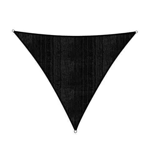 Produktbild: Lumaland Sonnensegel Dreieck | 5 x 5 x 5 Meter Wetterbeständiger Sonnenschutz inkl. Befestigungsseile | Terrasse, Garten & Balkon Schattenspender mit UV-Schutz (Schwarz)