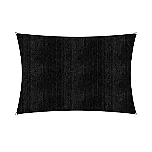 Produktbild: Lumaland Sonnensegel Rechteckig | 4 x 5 Meter | Wetterbeständiger Sonnenschutz inkl. Befestigungsseile | Terrasse, Garten & Balkon Schattenspender aus HDPE mit UV Schutz (Schwarz)
