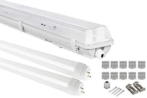 Produktbild: LumenTEC G13 LED Feuchtraumleuchte IP65, 2x T8, 36W 3600LM 120cm, Wannenleuchte, Leuchtstofflampe, Neutralweiß 4000K, 1x NW