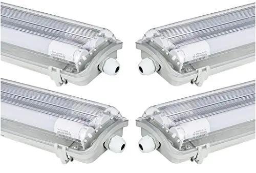Produktbild: LumenTEC G13 LED Feuchtraumleuchte IP65, 2x T8, 36W 3600LM 120cm, Wannenleuchte, Leuchtstofflampe, Kaltweiss 6000K, 4x KW