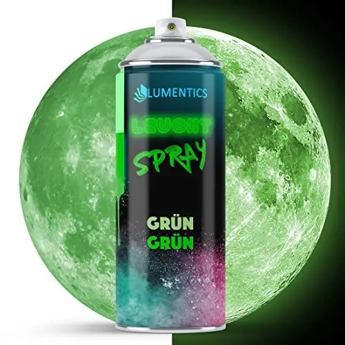 Produktbild: LUMENTICS Leuchtspray Grün-Grün - Nachleuchtendes Spray - Leuchtet im Dunkeln - Aus Deutschland - 400 ml Sprühfarbe mit Zusatz-Cap