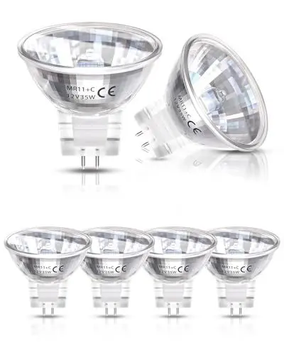 Produktbild: LumiGo MR11 35W 12V Halogenbirnen, Dimmbare GU4 Bi-Pin Sockel Scheinwerferbirne mit Glasabdeckung Warmweiß 2800K 35MM Durchmesser MR11 Reflektorlampe für Akzent-Landschaftsbeleuchtung, 6 Stück