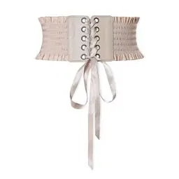 Produktbild: LumiSyne Damen Schnürkorsett Gürtel Elastische Breite Gürtel Druckknopf Design Mode Rüschenbesatz Stretch Taillengürtel Vintage Cinch Gürtel Für Kleid Jumpsuit Mantel