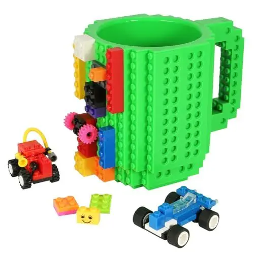 Produktbild: Lumsburry Build-on Bricks Tassen Becher, Kreative DIY Kaffeetasse Baustein Kaffee Tee Trinken Spaß Trinken Geschenk (Grün)