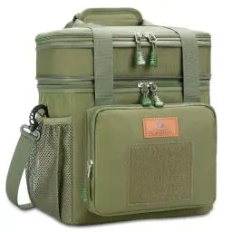 Produktbild: Lunchtasche, doppellagige isolierte große Kühltasche für Herren Erwachsene wasserdichte auslaufsichere langlebige Lunch Tasche für die Arbeit Picknick im Freien, Armee grün HSHRISH